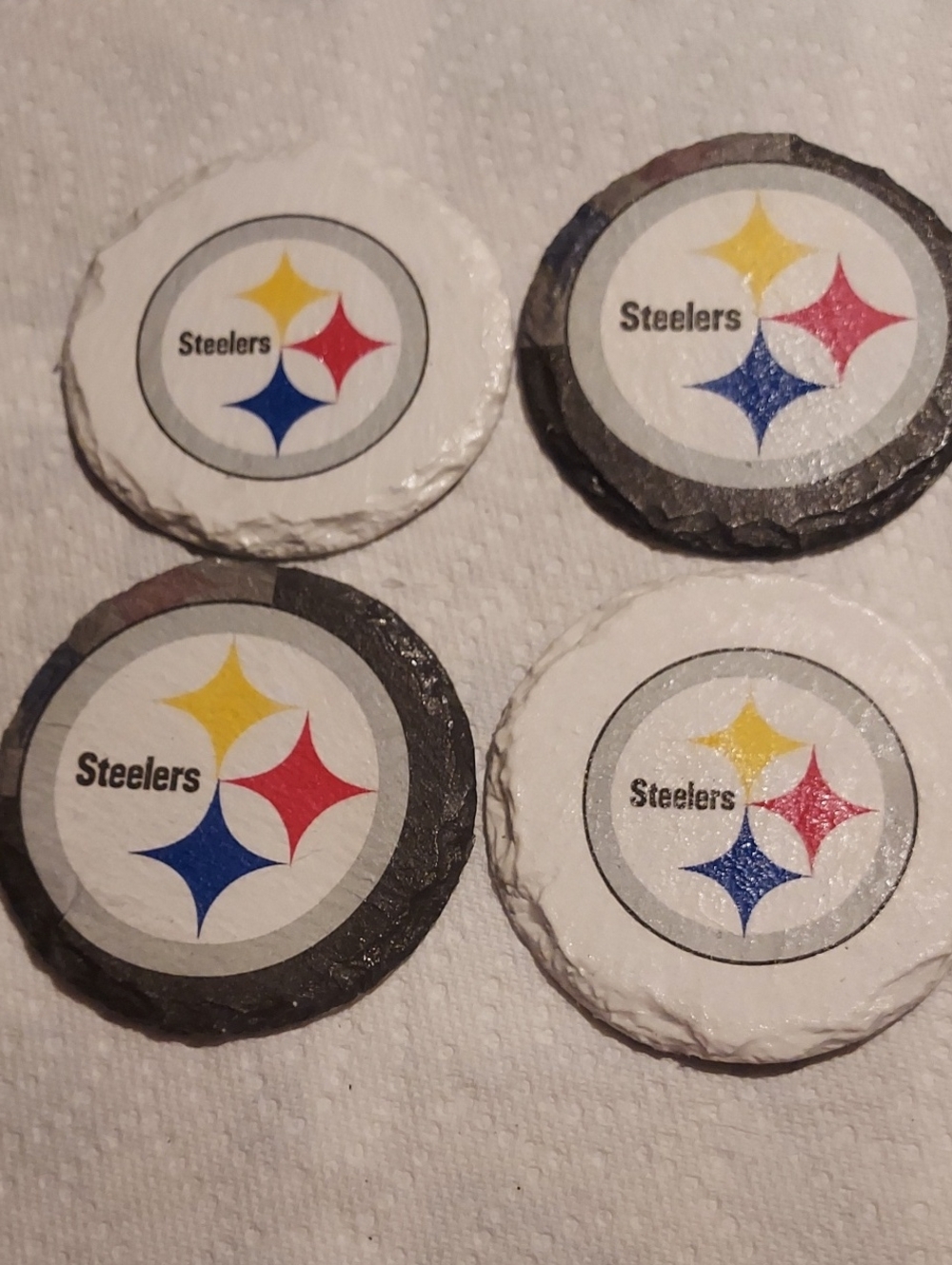 Pittsburgh Steelers Round Logo Stickers - White & Black